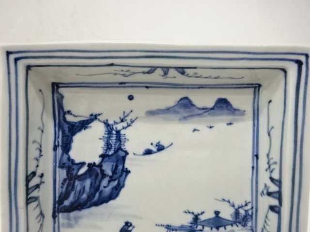  福西雅之造　染付　山水図　四方向付　3客